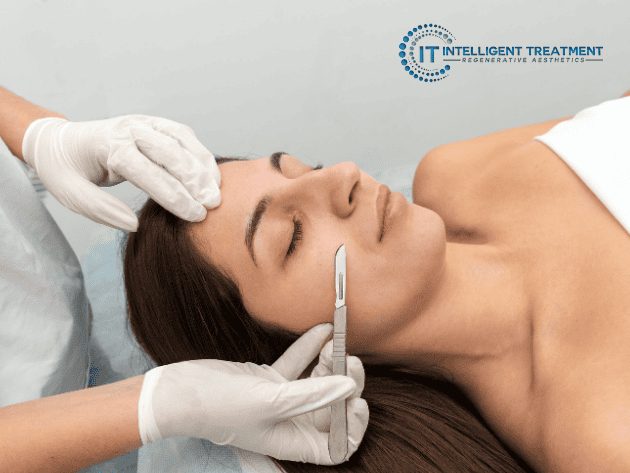 Professional dermaplaning treatment with surgical-grade blade at IT Intelligent Treatment